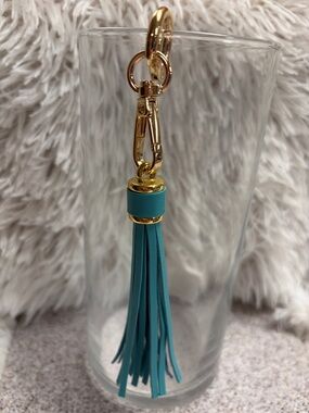 Gold Hardware Teal Tassel Keychain Charm